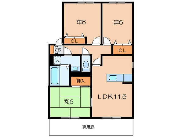 ルネッサンス大里Ｂ棟の物件間取画像